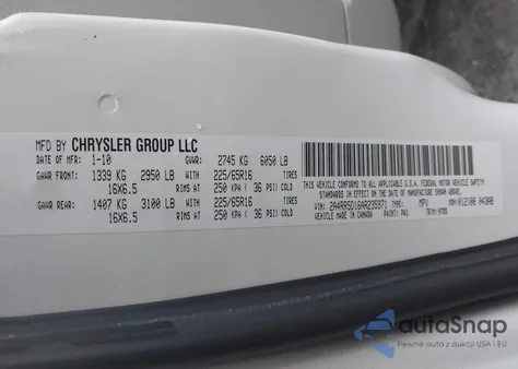 2010 Chrysler Town & Country Touring from USA, damaged, VIN 2A4RR5D16AR235971